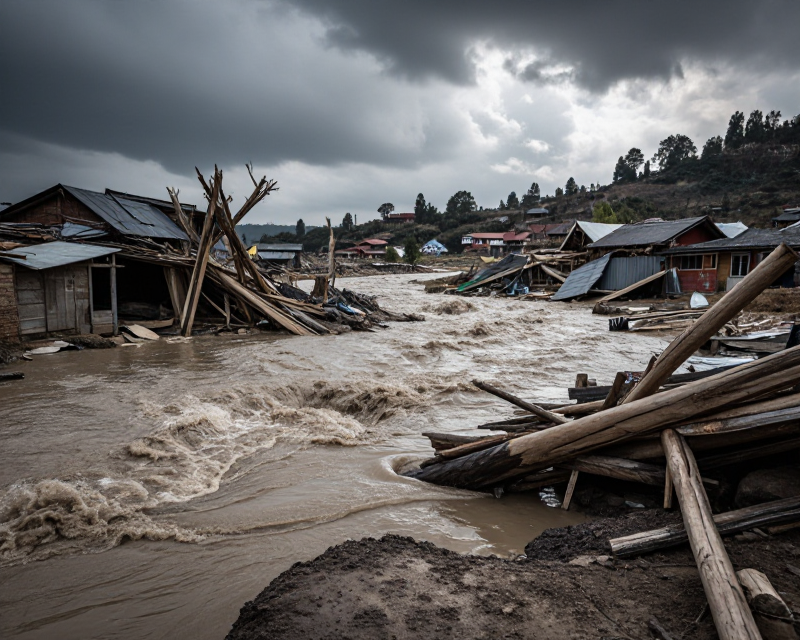 Nepal Flood Disaster Scene