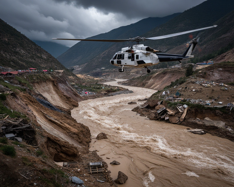 Search Helicopter over Nepal Flood Site
