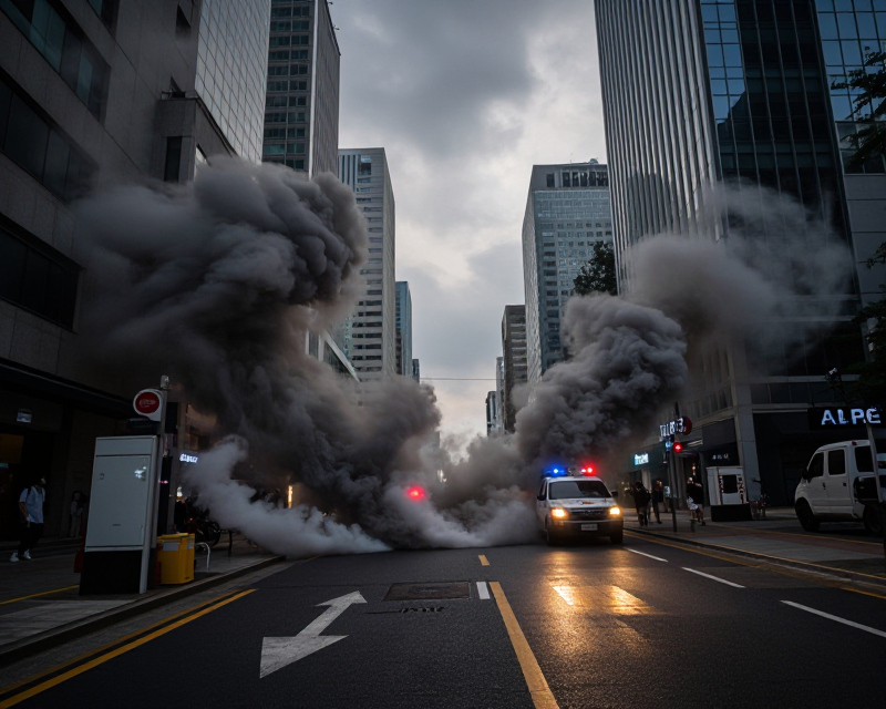 Cinematic Fire Scene in Seoul